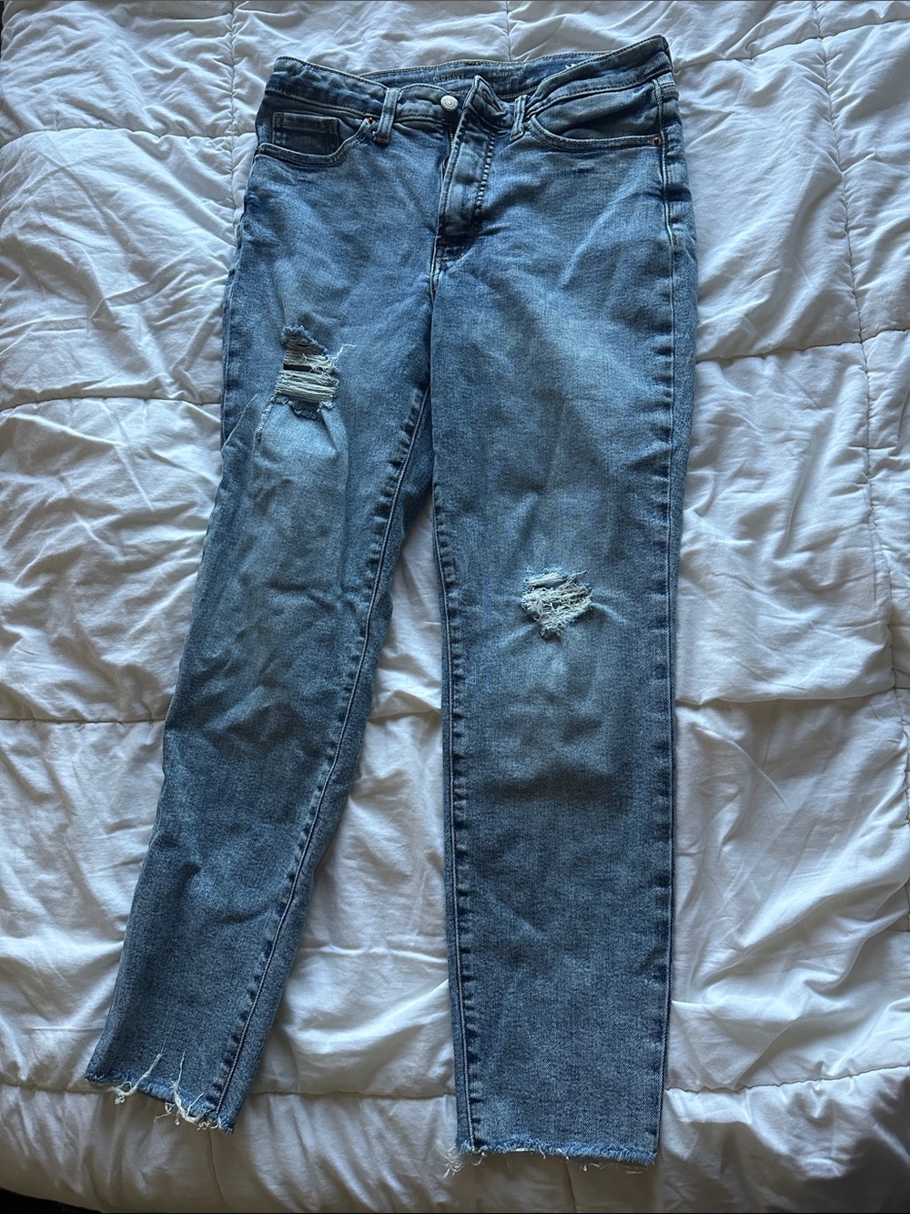 Old Navy Distressed Blue Straight-Leg Jeans